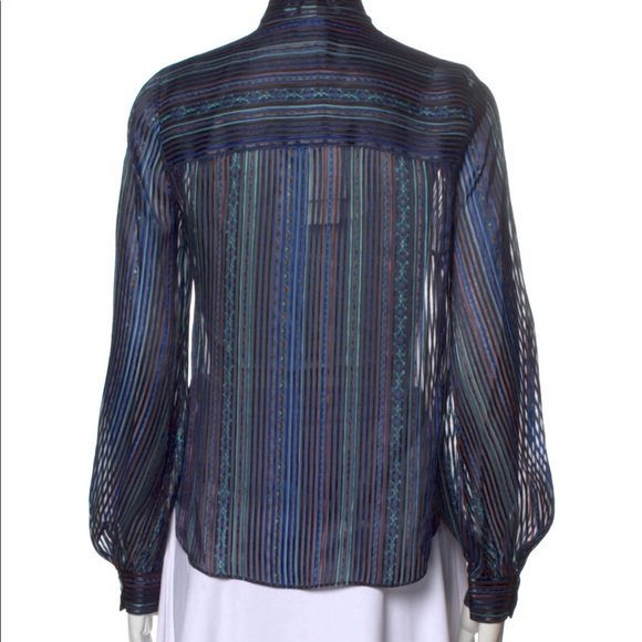 Veronica Beard Malaya Mixed Stripe Tie Neck Blouse - Picture 3 of 3